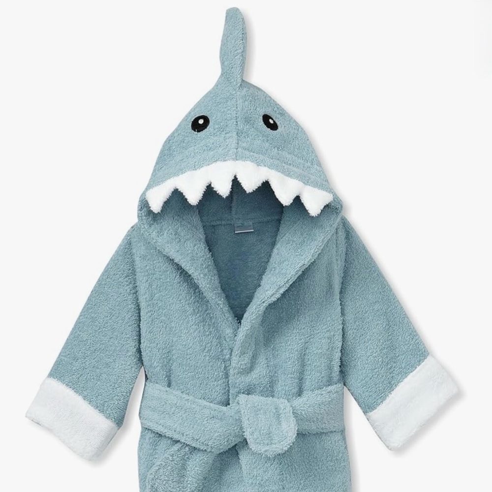 Baby Aspen "Let the Fin Begin" Blue Terry Shark Robe, 0-9 months